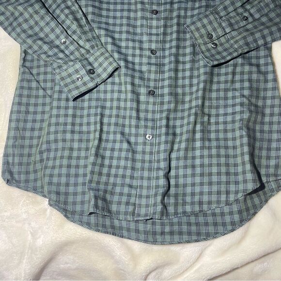 Men's 16-16 1/2 Neck Dark Green Plaid Button Down Dress Shirt - Large - Picture 4 of 11